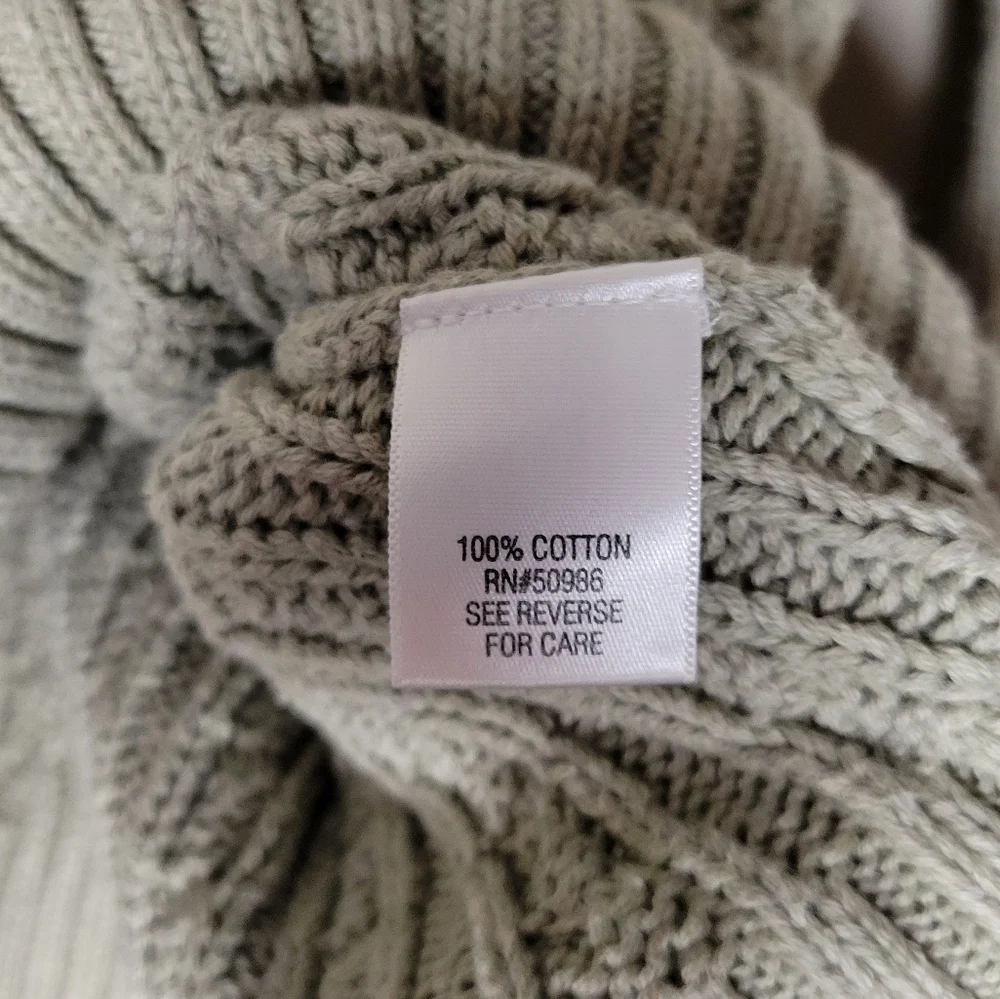 Croft & Barrow green zip henley cable knit turtleneck, sz l - Picture 6 of 7